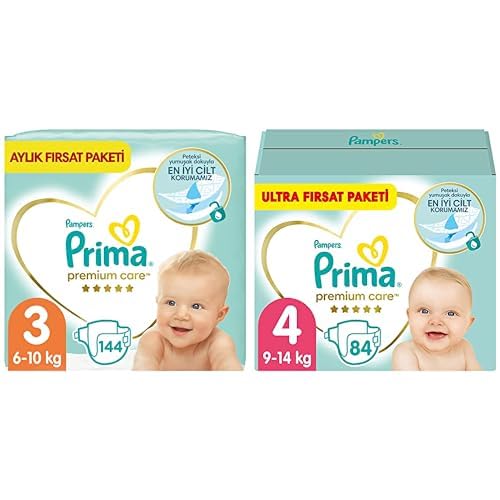 Prima Bebek Bezi Premium Care 3 Beden 144 Adet Midi Aylık Fırsat Paketi & Prima Bebek Bezi Premium Care 4 Beden 84 Adet Maxi Fırsat Paketi