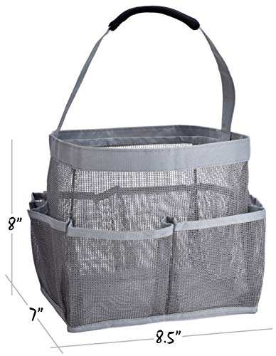 Masirs Mesh Shower Bag, Easily Carry, Organize Bathroom Toiletry Essentials While Taking A Shower, (9-Pockets | Grey) #TOP1