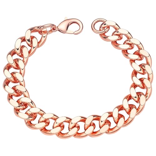 Heavenly Metals Copper Bracelet for Men & Women – 99.9% Pure Copper Cuban Link Chain – 5mm, 7mm, 9mm, 12mm Width – 6.5