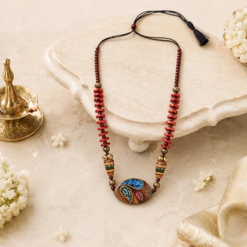 Image of Handcrafted Tribal Dhokra & Floral Charm Necklace Collection | Artisan Brass, Glass & Contemporary Statement Necklaces for Women | Ethnic, Elegant & Artistic Jewelry
