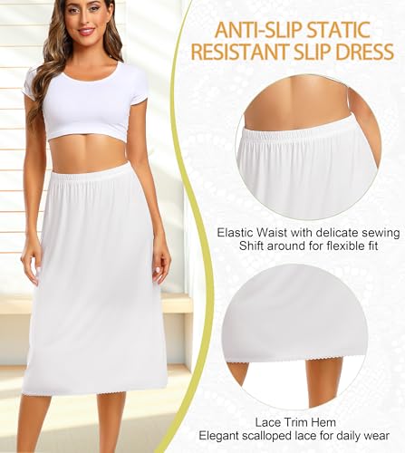 Vlazom Half Slips for Women Under Dress Long Half Slip Under Skirt with Lace Trim Size S-XXL2