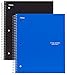Five Star Spiral Notebook, 3 Subject, 150 Wide Ruled Sheets, Black and Cobalt Blue, 2 PACK (73033)