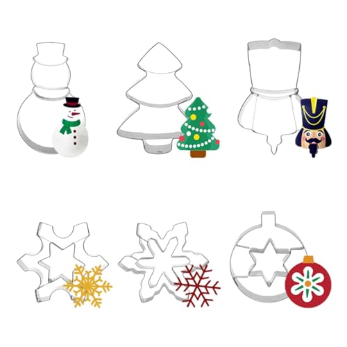 Cortador de galletas de Navidad, 6 cortadores de Navidad, cortadores de galletas de Navidad, cortadores de galletas de Papá Noel, moldes de galletas de Navidad para herramientas de horneado de cocina