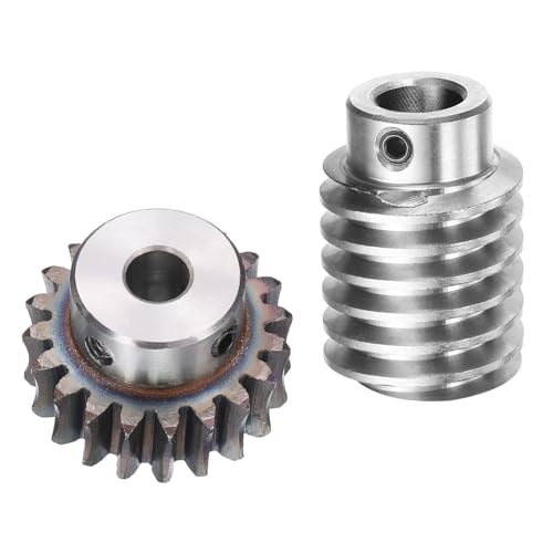 uxcell #45 Steel Worm Gear Set 20T 1.5 Module 20:1 Reduction Rate, Right Rotation Drive Gear Box Wheel Reduce Transmission Part (Gear-8mm Bore 33 mm OD, Rod 12mm Bore)