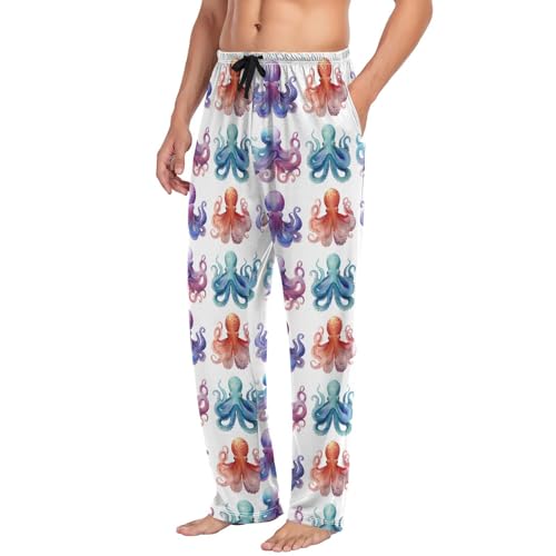 Aflyko Ocean Men's Pajama Pants Sea Octopus Cute Pjs Sleepwear Bottoms2