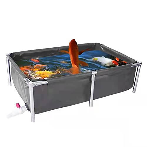 zklaseot Estanque de Peces de Lona Reforzada con Soporte, Tanque de acuicultura para balcón Exterior, Piscina de Seguridad, fácil de Instalar, Piscina Infantil, Personalizable(Grey)