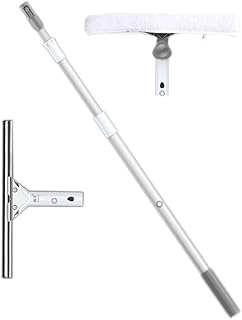 Teleskop Fensterputzer Set Alu Teleskopstange 1.2m/1.5m/2m/3m/4m/5m Gummilippe Fensterwischer Glasreinigungswerkzeuge Teleskopstiel für Fensterwischer (4m)
