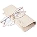 Madison Avenue Square Vintage TR90 Blue Light Blocking Reading Glasses for Women with Case, Anti Glare/Eyestrain Computer Readers Transparent Brown 1.5