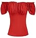 SCARLET DARKNESS Damen Renaissance Viktorianische Bluse Quadratischer Kragen Kurzarm Rot S