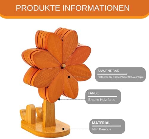 Eventerde Ahşap Altlık, Cep Telefonu Standlı, Isıya Dayanıklı Altlık - Ahşap Rüzgar Değirmeni Altlık Seti, Tabak, Mutfak, Oturma Odası, Yemek Masası, Ev Dekorasyonu, Çiftlik Evi, Ofis için - Görsel 4