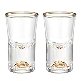 QUARKZMAN 2 Vasos de Chupito de 0.5 Oz Vasos de Chupito de Poliestireno con Montaña Dorada Vasos de Chupito a Granel para Cócteles Vasos de Chupito Redondos Espíritus Licores
