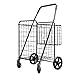 Folding Shopping Cart with 360-Degree Wheels Black (Double Basket)