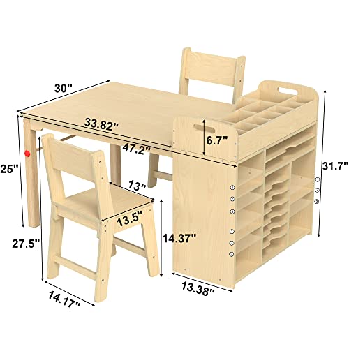 image for GDLF Kids Art Table and Chairs Set Craft Table with Large Storage Desk