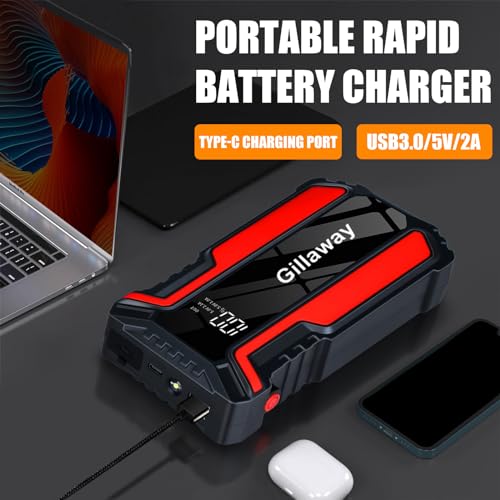 Gillaway 016 Jump Starter 3000A Peak, Jump Starter Battery Pack up to 50 Jump Starts, 12V Jump Box for Car Battery, up to 9.0L Gas and 7.0L Diesel Engines, Jump Starter Portable Power Bank/LED Light - Thumbnail 3