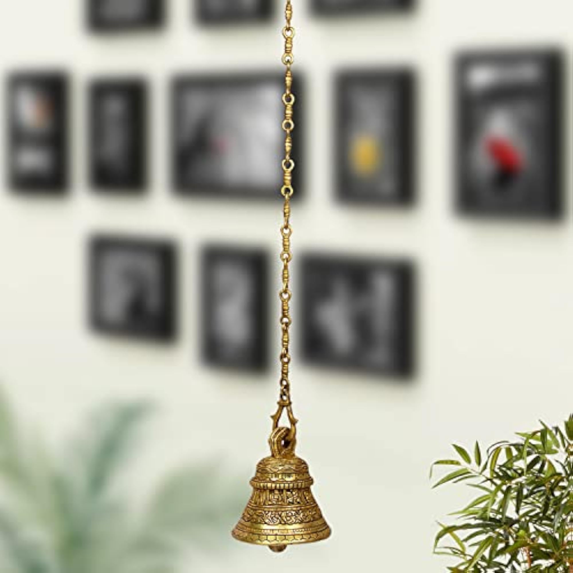 Dashavatar Brass Hanging Bell with Chain, 24 Inches