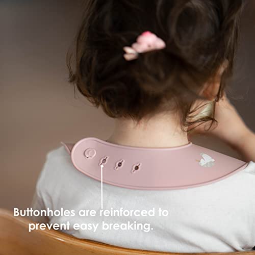 ROCCED Baby Silicone Bibs 2 Sets Baby Bibs with Food Catcher for Girls Boys Toddlers BPA Free Waterproof Soft Durable Adjustable for Babies-Shifting Sand/Pale Mauve3