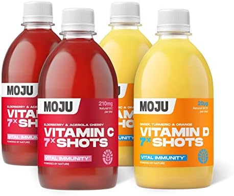 MOJU Vitamin D Shots - 12x60ml, 396% RI of Vitamin D3 in Every Shot, Natural Ingredients, No Added Sugars or Sweeteners, Vegan