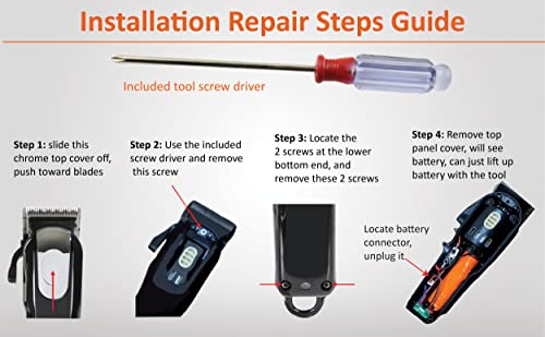 Wirelessfinest Battery Replacement For Wahl Magic Clip Clipper Hair Cordless Designer Senior Sterling-4 Beretto Super Taper Part 93837-Oo1 + Tool Repair Fix Dead Power Issue #TOP3