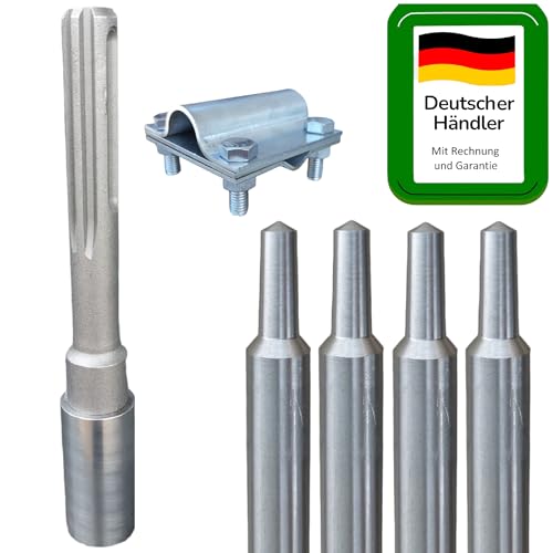 HENITECH - Tiefenerder Ø 20mm Edelstahl V4A für Blitzschutz Blitzableiter Erdung (4m Tiefenerder SET Ø 20mm Edelstahl V4A)