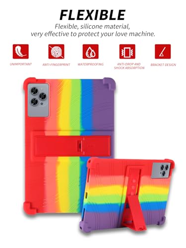 Étui Doogee Tab G6 flexible arc-en-ciel en silicone élastique avec pied ajustable - 5