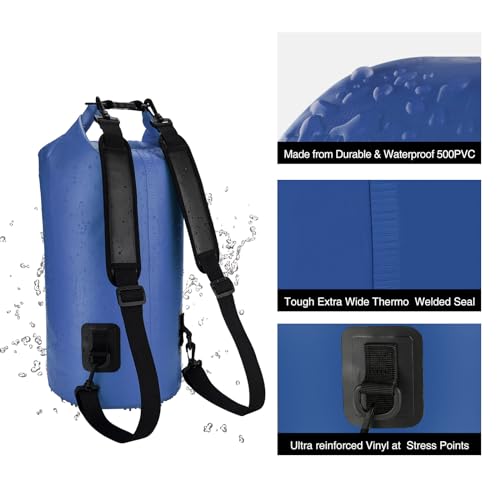 Image of Piscifun Waterproof Dry Bag Backpack 40L Floating Dry Backpack with Waterproof Phone Case for Water Sports - Fishing Boating Kayaking Surfing Rafting Camping Gifts for Men and Women Sapphire Blue