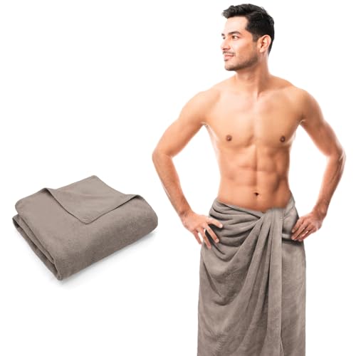 Image of Sassoon Venir Microfiber 1 Piece Men Bath Towel 450 GSM (70x145cm, Sandstone Color) Ultra Soft Material, Towel for Daily use