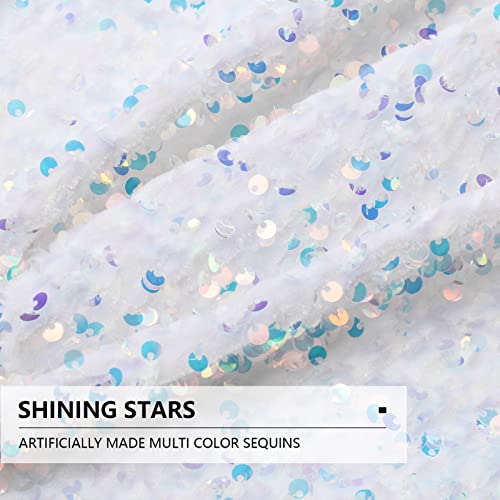 Sy Super Bang Christmas Tree Skirt, Sequins Tree Skirts For Xmas Tree Decorations And Ornaments, Christmas Decor For Holiday Party Birthday Thanksgiving - Colorful White, 43"/110Cm. #TOP4