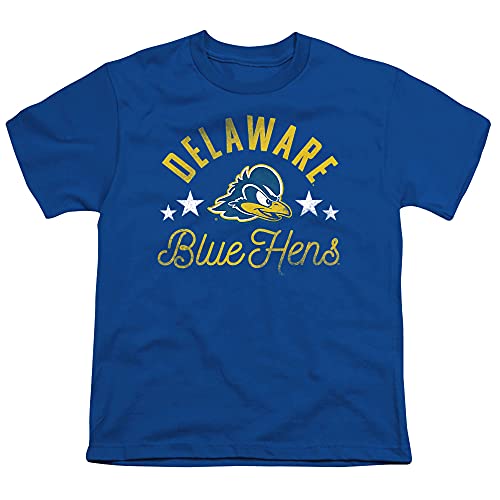 University of Delaware Official Blue Hens Unisex Youth T Shirt,Royal Blue, Large