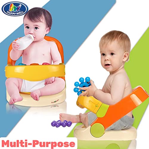 Happywell Anti-Slip 360° Baby Bath Seat With Safety Locking Bar And Suction Cups For Tub Sitting Up, Stable Shower Chair For Infants Babies 6-18 Months, 360° Multi-Purpose Baby Seat With Fun Bath Toys #TOP5
