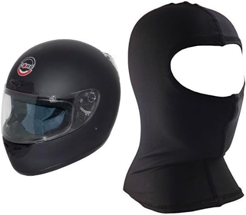 Core CR-1 Full Face Street Helmet (Flat Black, Medium) and Core Nylon Balaclava (Black, One Size) Bundle