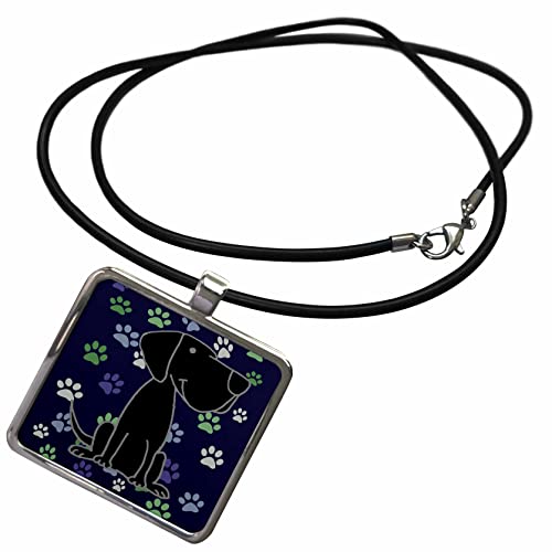 3dRose Funny Cute Black Labrador Retriever Dog and Paw Prints... - Necklace With Pendant (ncl_353077)