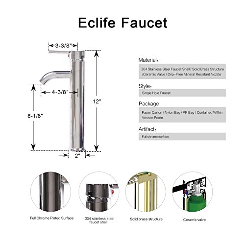 Eclife 24" Bathroom Vanity Combo Modern Mdf Cabinet With Vanity Mirror White Round Ceramic Vessel Sink With Overflow Solid Brass Faucet And Pop Up Drain (A06B04) #TOP6