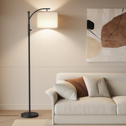 SUNMORY Dimmable Arc Floor Lamps for Living Room, Stepless Dimming Modern Floor Lamp with 1000 Lumens Bulb, Metal Standing Lamp with Adjustable Hanging Lampshade, Tall Floor Lamps, Bedroom, Office