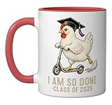 I Am So Done Class of 2026 Senior Funny Graduation Chicken Ceramic Mug, Red/White