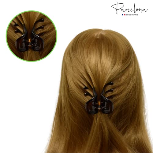 Parcelona French Classic Large Pony 2" Shell Celluloid Non Slip Jaw Hair Claw Clips Fashion Durable Styling Women Hair Accessories, Made In France #TOP6
