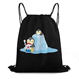[NBKING] ジムサック かき氷を食べるペンギン リュック ナップサック プールバッグ 防水 軽量 折り畳み おしゃれ 収納便利 運動 旅行 アウトドア スポーツバッグ 男女兼用