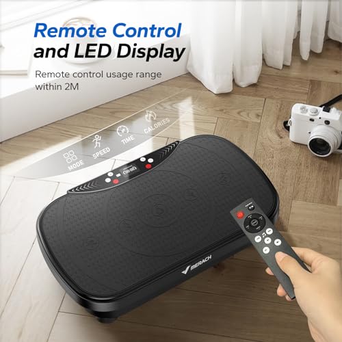 MERACH Vibration Plate, Whole Body Workout Powerful Quiet Vibration Plate Exercise Machine for Shaping, Auto or Manual Speed Control, Built-in Bluetooth Speaker (Black)
