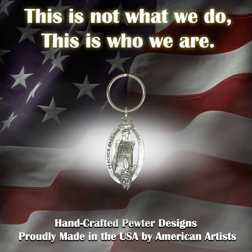 Image of Peacock Bass Keychain, Pewter, F094KC, 2 inch, 100% Handmade in the USA, Fish Keychain, Freshwater, Butterfly Peacock Bass, Key Chain, Key Ring, Key Fob, Fishing Gift, 200 Fish Designs Available., Peacock