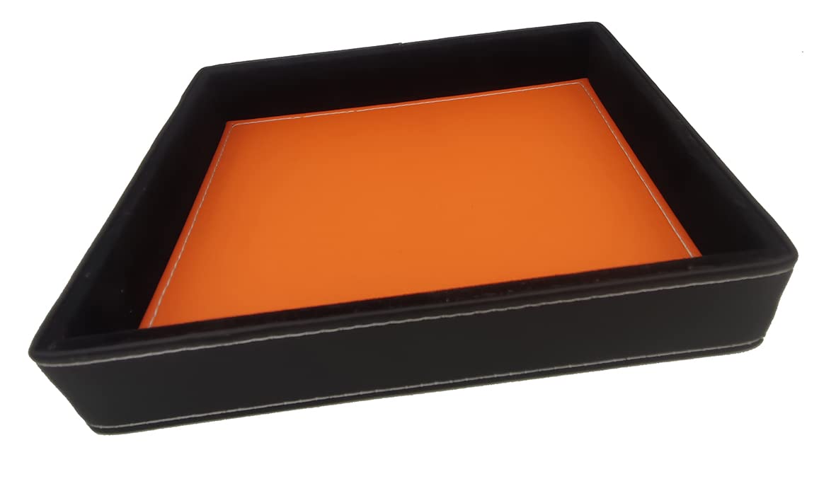 oggettando Set scrivania ufficio in Ecopelle con Accessori Composto da vassoio porta documenti, porta oggetti, porta penne, porta bigliettini (KR0011 arancio)
