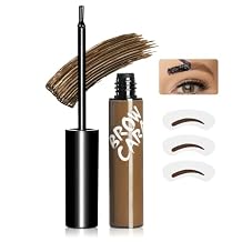 Eyebrow Gel - Easy Peel Off Tattoo Eyebrow Gel Waterproof & Transfer-Proof with Eyebrow Stencils, Create Full, Soft er & Defined-Looking Brows Makeup for Women & Girl Light Brown