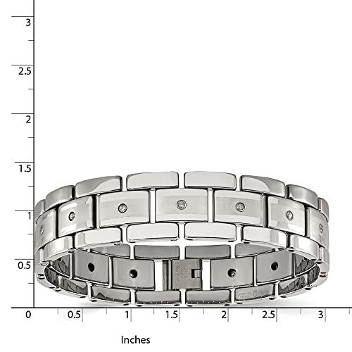Reeds 1/3Ctw Diamond Tungsten Brushed And Polished Link Bracelet | 16Mm | 8.5 Inches | Men's #TOP3