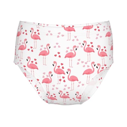 Tropical Pink Flamingos And Hearts Girls' Underwear Soft Cotton Little Girls Panties Comfort Briefs