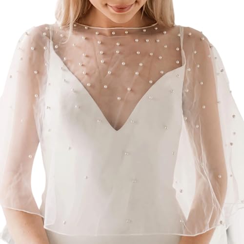 Womens Soft Tulle Bridal Scarf Evening Shawl Wedding Wraps Pearl