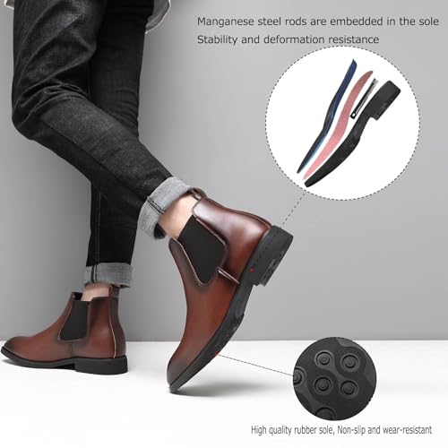 Image of SANNAX Men's Chelsea Boots Classic Business Leather Shoes Casual Dress Ankle Boot