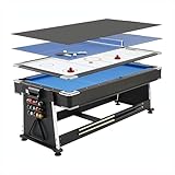 KOSTEN SPORTS 7Ft 4-in-1 Multi Functional Pool Table | Billiards, Air Hockey, Table Tennis & Dining Table | Indoor Game Table for Adults & Kids | Includes Accessories