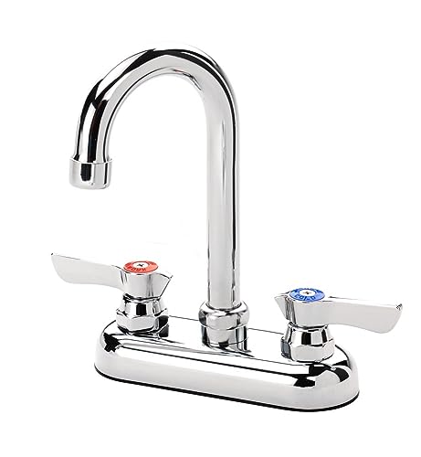 Krowne Commercial Series 4 Center Deck Mount Faucet, 3-1/2 Gooseneck Spout, Low Lead 11-400L by Krowne