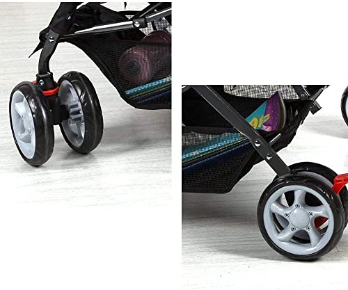 KARMAS PRODUCT Double Pet Stroller, Foldable Double Dog Stroller for 2 Dogs Cats with 4 Wheels, Twin Walk Jogger Travel Pet Carriage Cart with Storage, Black