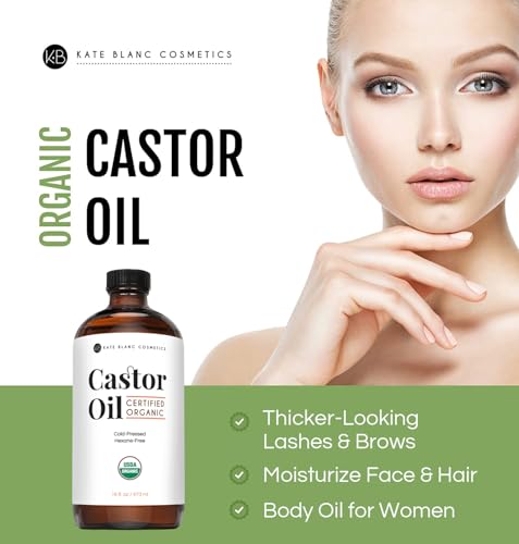 Image of Kate Blanc Cosmetics Castor Oil Organic for Hair, Skin & Face (16oz)