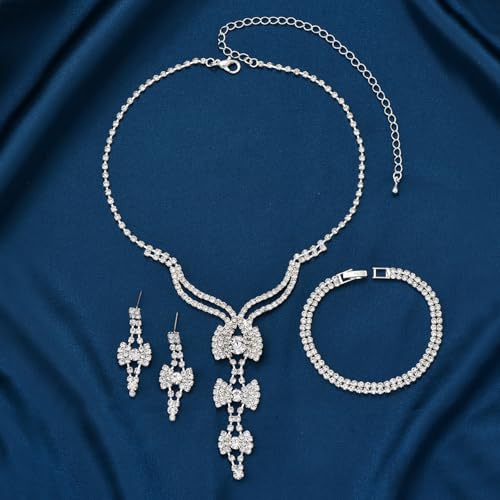 Pendientes de lazo con cadena para mujer y collar de joyería 3