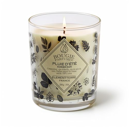 ELEMENT-TERRE Duftkerze, 200 g, 50 Stunden, Duft Sommerregen